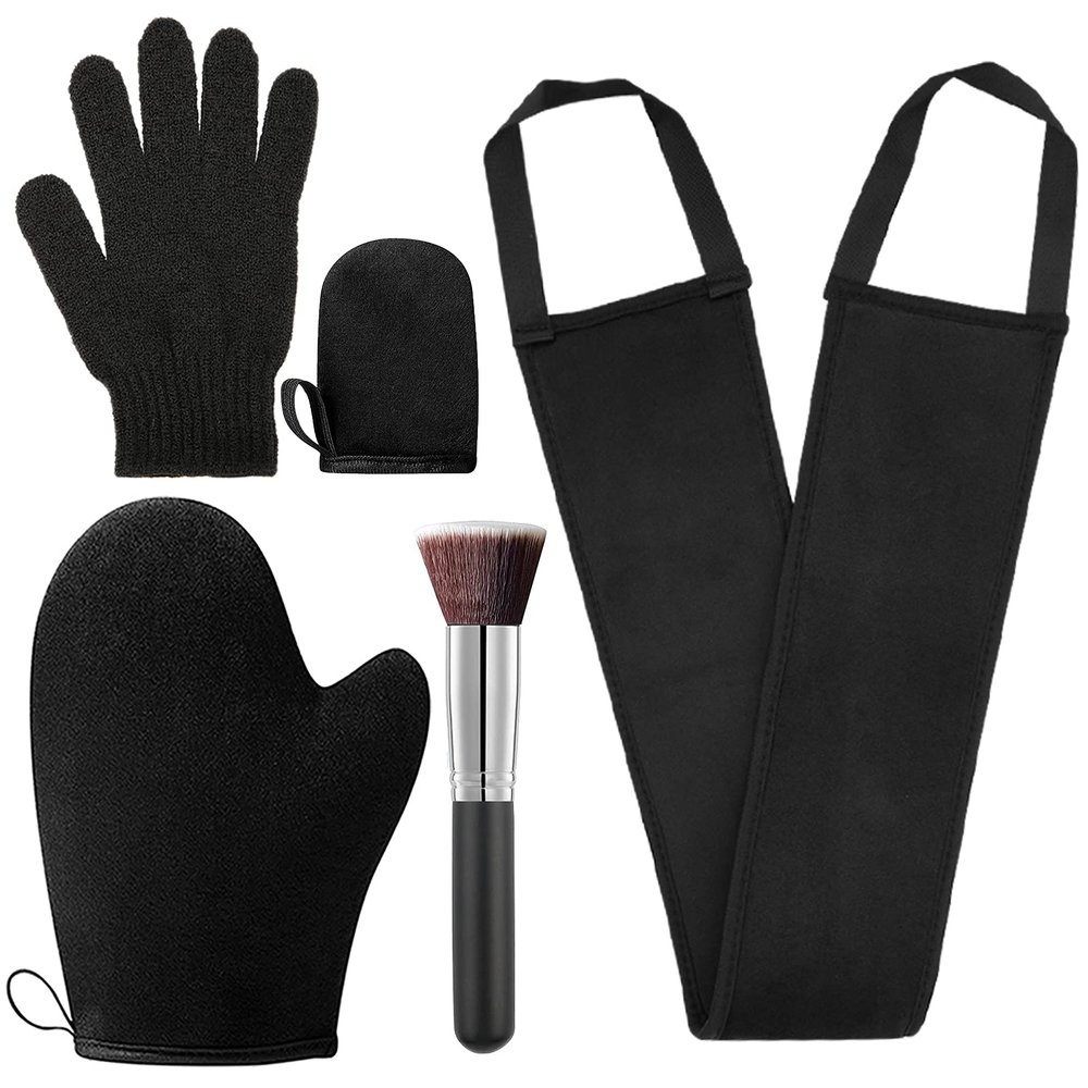 5 Pack Self Tanning Mitt Applicator Kit - Face Tan Mitt, Back Lotion Applicator, Exfoliating Glove, Tanning BrushMini Tanner Mitt
