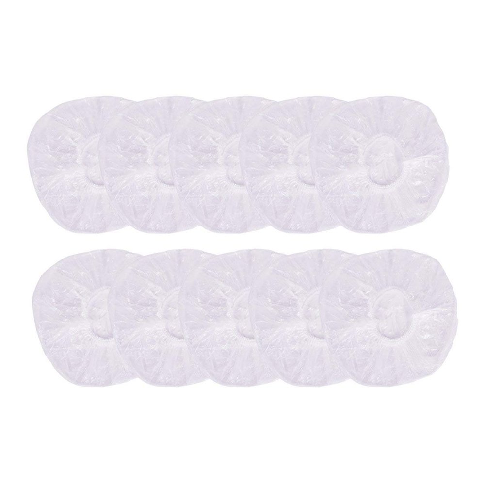 100PCS Disposable Shower Caps Plastic Clear Elastic Bath Cap Waterproof Hair Protector Cover Spa Salon Bath Hotel Protector Hat