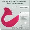 RUNATURE Hot Pink Clip in Hair Extensions Real Human Hair 14 Inch Hair Extensions Clip ins Straight Human Hair Clip in Extensions Pink Colored Hair Extension Clips for Highlight 25g 5pcs view 3