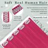 RUNATURE Hot Pink Clip in Hair Extensions Real Human Hair 14 Inch Hair Extensions Clip ins Straight Human Hair Clip in Extensions Pink Colored Hair Extension Clips for Highlight 25g 5pcs view 4