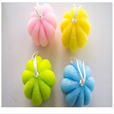 4pack Pumpkin Bath Ball Petal Shape Bath Ball Flower Mesh Brushes Sponges Body Dry Brush Exfoliation Cleaning - Bath Exfoliation Sponge Ball Body Brush Bath Brushes Sponges Scrubbers Bevel Brush