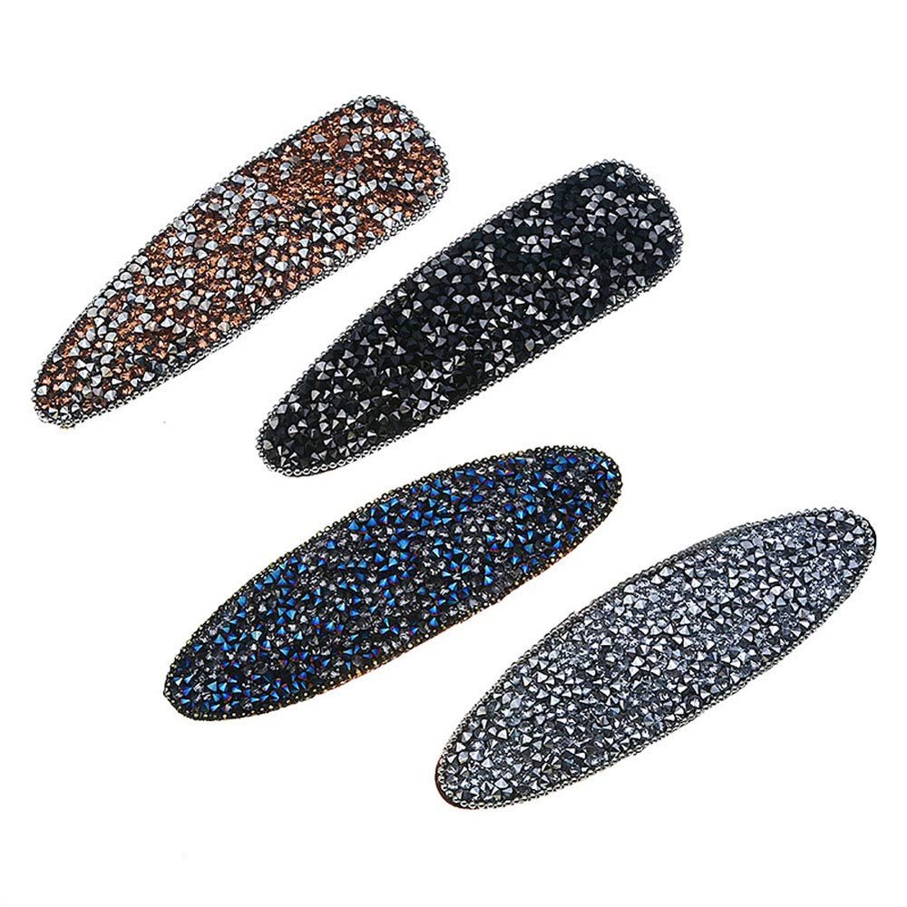 Rhinestone Crystal Hair Clips Metal Bobby Pin Imitation Pearl Hair Barrettes Duckbill Alligator Clip Pin Hairpins Hair Accessories for Lady Women (Style A# 4PCS)