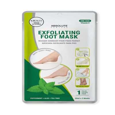 Absolute New York Exfoliating Foot Mask, Natural Botanical Acids and Extracts, Revitalizing Treatment to Remove Hardened and Calloused Skin (Peppermint+Aloe+Tea Tree)