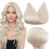 Full Shine 22 Inch Tape in Extensions Blonde Human Hair Extensions Color 1000 White Blonde Double Sided Adhesive Extension 40Pcs 100 Grams Seamless Remy Skin Weft Add Length view 1