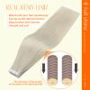 Full Shine 22 Inch Tape in Extensions Blonde Human Hair Extensions Color 1000 White Blonde Double Sided Adhesive Extension 40Pcs 100 Grams Seamless Remy Skin Weft Add Length view 3