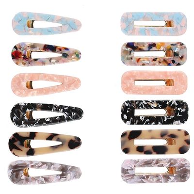 GaFree 12pcs Acrylic Hair Barrettes Fashion Geometric Alligator Hair Clips Set for Women
