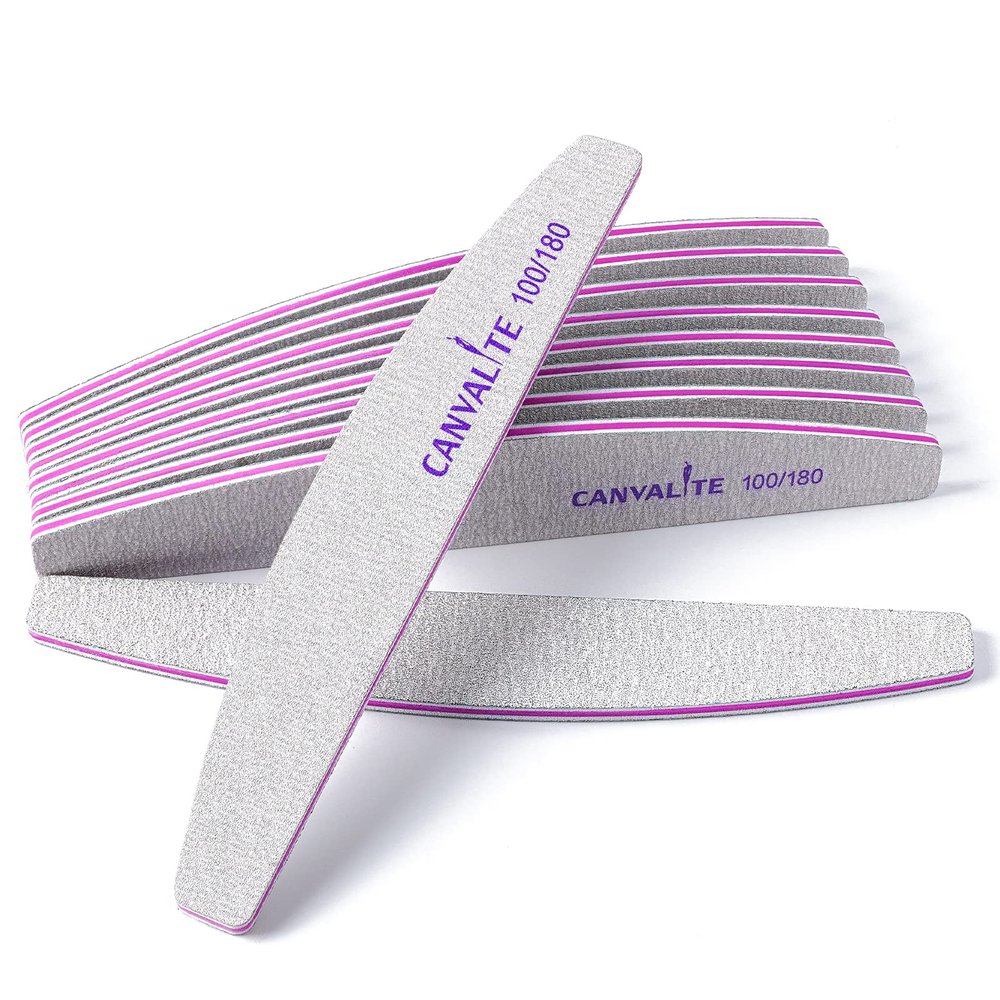 Canvalite 10 PCS Nail File Professional Nail Files Reusable Double Sided Emery Board(100/180 Grit) Nail Styling Tools for Home and Salon Use Christmas Gifts for Women