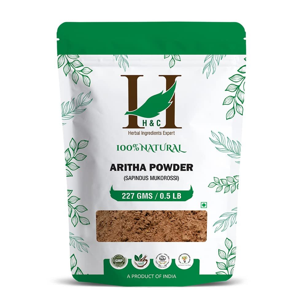 H&C HERBAL INGREDIENTS EXPERT 100% Natural Aritha Powder 227 gm / 0.5 lb | Soapnut Hair Mask | Natural Cleanser for Hair Growth & Reduced Fall, Enhancing Growth & Reducing Hair Loss