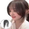 Yanamy 100% Human Hair Air Bangs Crown Topper with Side Temples, Clip in Mono Hair Topper for Women, 8" Light Brown view 4
