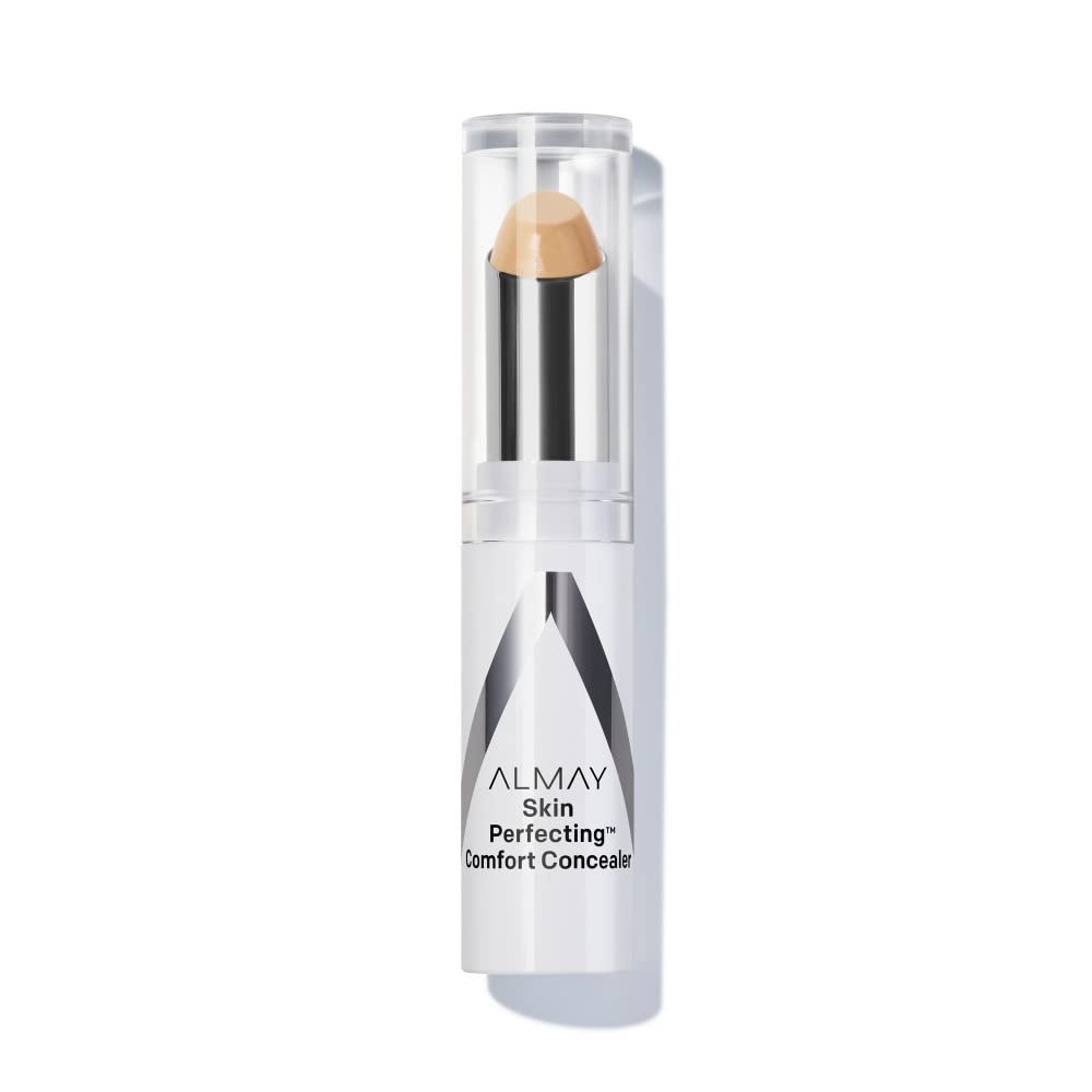 Almay Skin Perfecting Comfort Concealer, Face Makeup, Full Coverage, Natural Looking Finish, Cruelty-Free, Hypoallergenic, Dermatologist Tested, 180 Medium/Tan, 1 Count