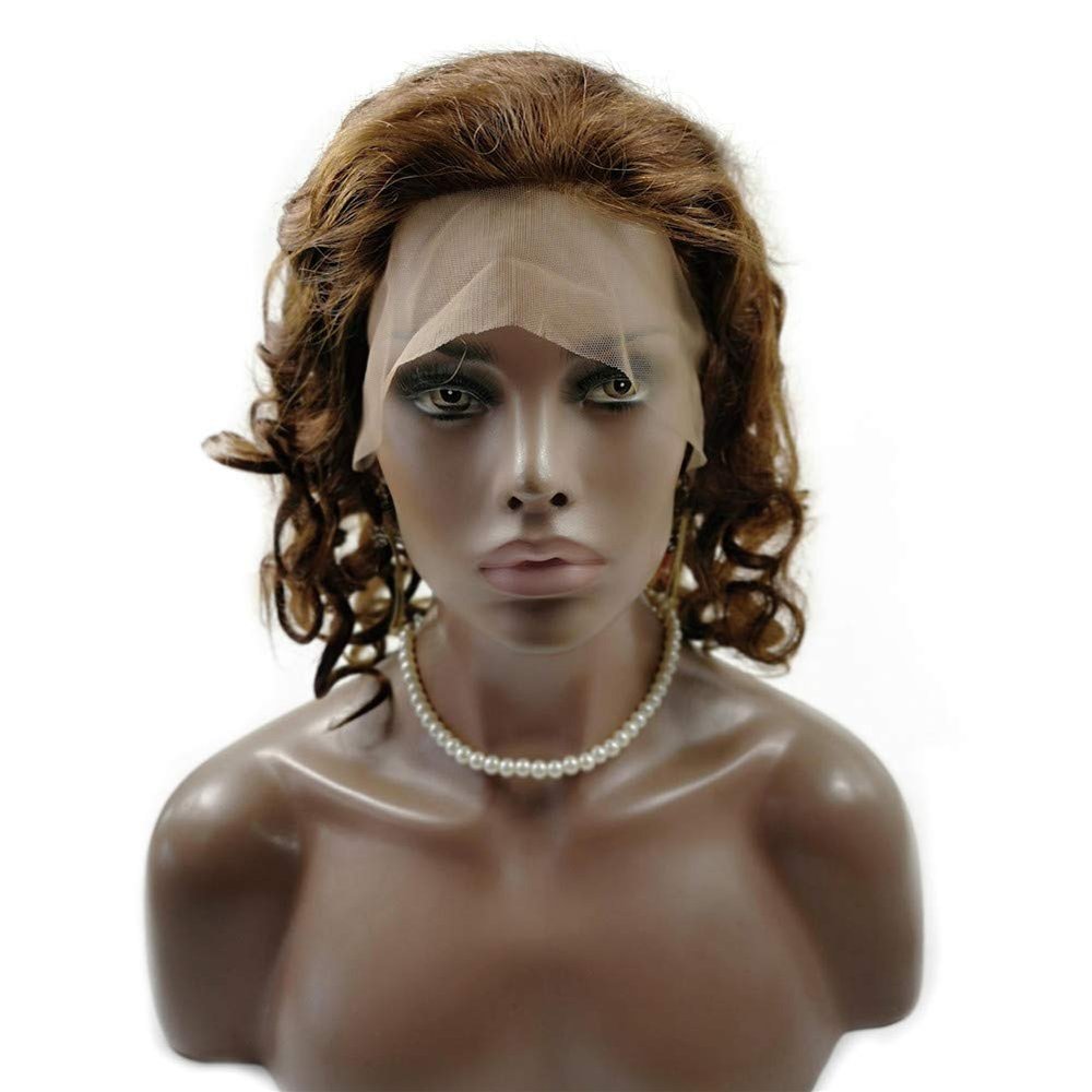 Stock-Wig! Medium Brown Cora Cure Wig Human Hair 12" Front Lace Wig Small Cap