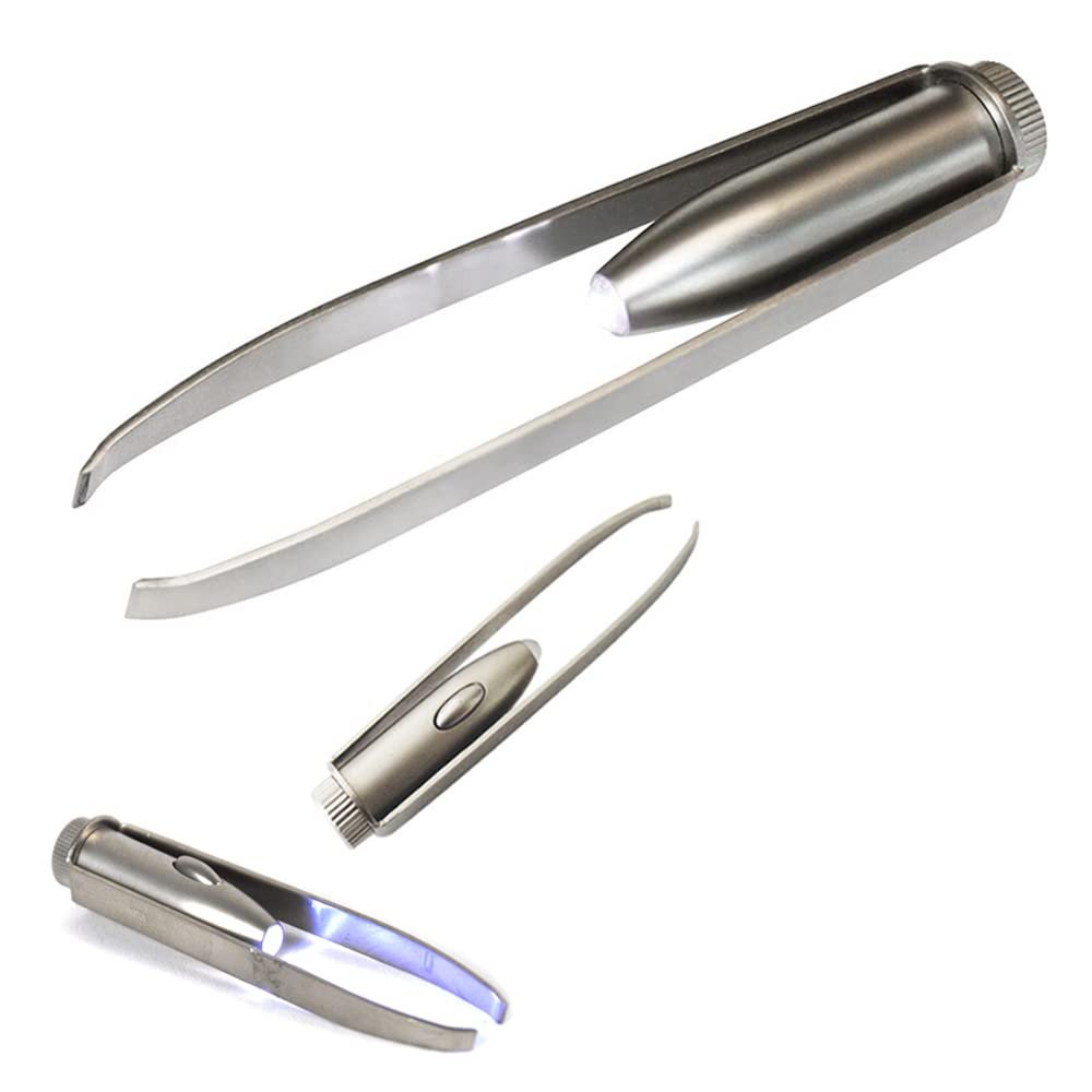 1 Pc Tweezer Stainless Steel Make Up Eyelash Eyebrow Hair Removal With LED Light