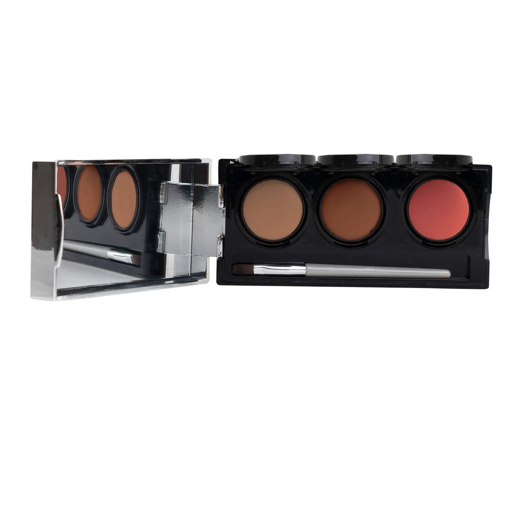 Dermaflage Tattoo Cover Up Makeup (Tan) - Bruise Full Coverage Concealer - Full Coverage Waterproof Concealer for Bruise, Scars & Acne - Smudge Proof Body Makeup Palette with 3 Pro SFX Shades + Brush