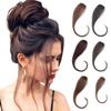 Yanamy One Piece Clip in Side Bangs Human Hair Invisible Hand Tied Fringe Hair Extension for Women, 14" Black, 2pcs view 1