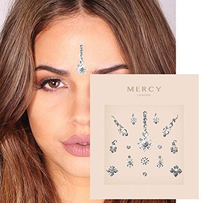 Floral Silver Bindi  Crystal Indian Bindi Face Jewels Silver Multi Packet
