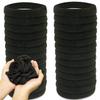 100 Pcs Seamless Cotton Thick Black Hair Band No Metal Elastic Hair Ties No Damage Ponytail Holder view 1
