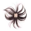 LXUE 2" x 3" Clip on Silk Base Human Hair Clip in Topper for Women with Bald Spot, 6" Light Brown view 1