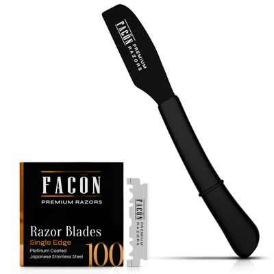Facn Straight Razors for Men - Professional Barber Straight Edge Razor Kit with 100 Blades,Japanese Stainless Steel Barbero Shaver for a Smooth & Precise Shave, Premium Barber Razor for Men's Shaving