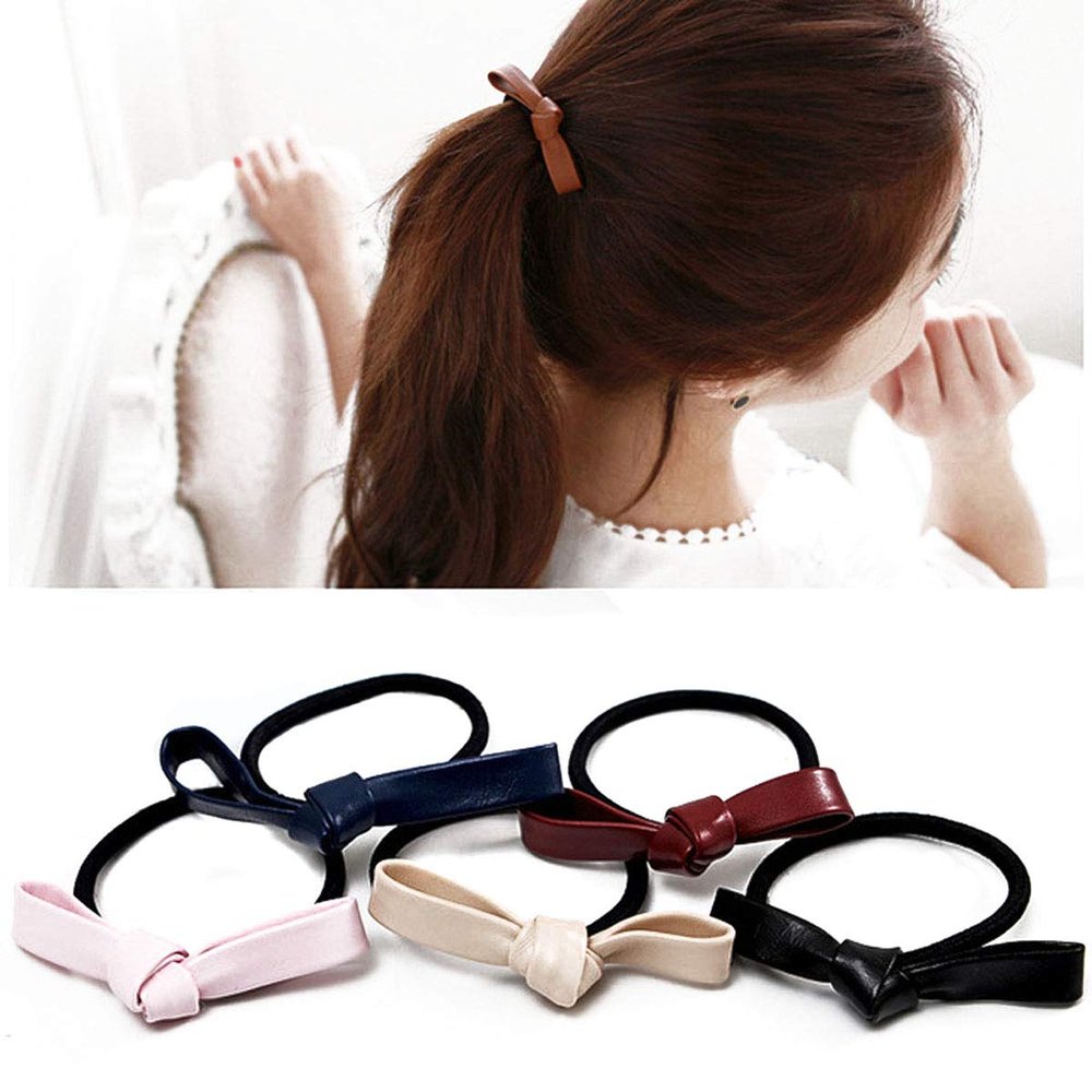 12Pcs Modern Simple Bow Hair Band Elastic Bows Ponytail Holder Rubber Band Tie Hair Rope Hair Scrunchies Bowknot Hair Accessories for Women Headwear