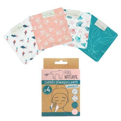 Carrs/Disques dmaquillants lavable, rutilisable, ultra-doux Ecologique, face 3D, motifs tendance - 100% cotton - FELL NATURAL