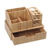 MobileVision Bamboo Makeup Organizer Complete Combo Which INCLUDES: 5 Section Brush Holder, 4 Compartment Cosmetic Caddy & Drawer for added extra storage space view 2
