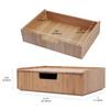 MobileVision Bamboo Makeup Organizer Complete Combo Which INCLUDES: 5 Section Brush Holder, 4 Compartment Cosmetic Caddy & Drawer for added extra storage space view 3
