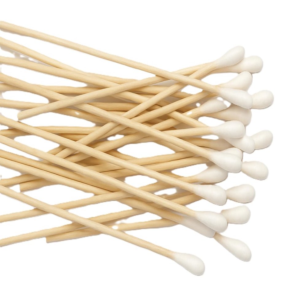 6 Swabs Cotton Stick Cotton Tipped Applicator Single Tip with Wooden Handle (600 Count)
