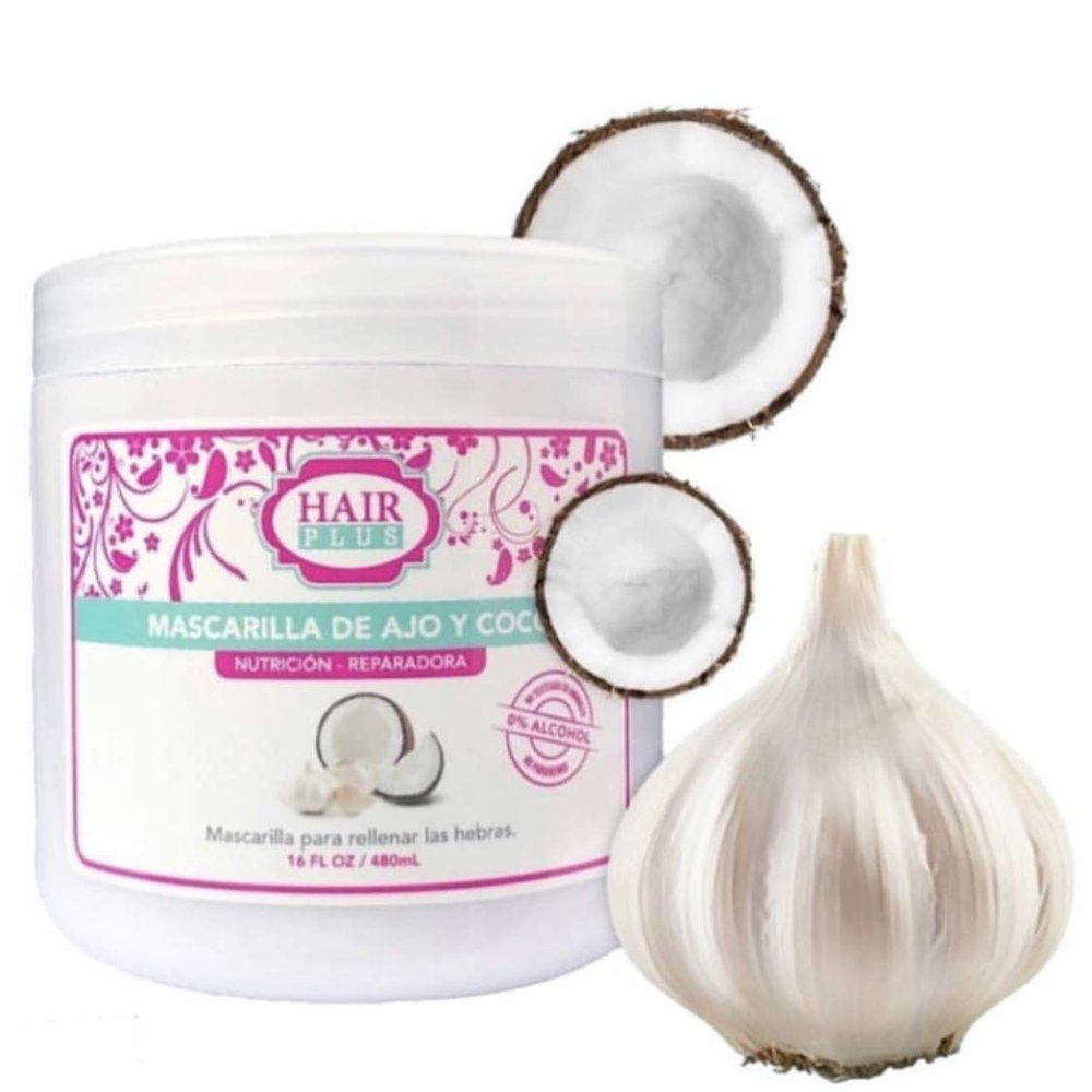 HAIR PLUS MASCARILLA DE AJO Y COCO (16 OZ)