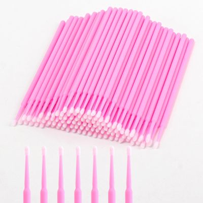 400 PCS Micro Applicator Brushes Disposable Eyelash Extension Microswab Mascara Wands Brush For Lash Remover Brush Tools Pink, Fine(2.0mm)