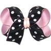 BL-042M Medium Black with White Dots over Light Pink with Ballet Slipper Miniature Hair Bow view 1