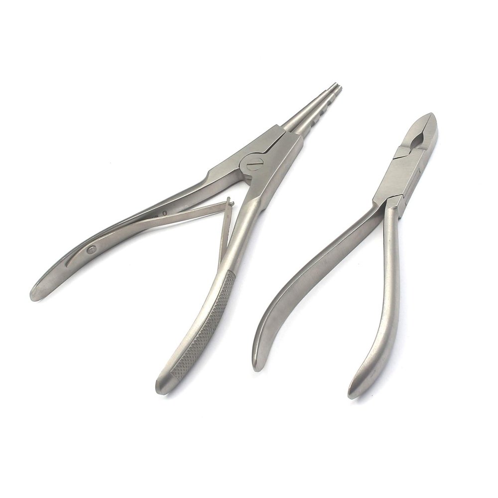 AAProTools Body Piercing Tools Ring Opening Pliers 7" & Closing Pliers Forceps 5 1/2" Stainless Steel Professional Septum Ear Nipple Belly Nose Tongue Lip Navel Eyebrow