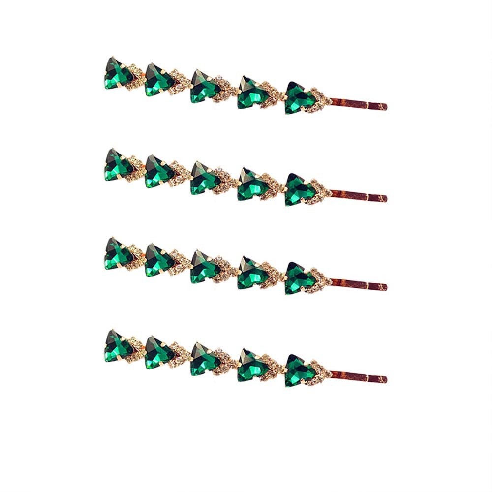 BUUEERR 4 Pcs Baroque Style Triangle Glass Design Hair Barrette Clip Crystal Hair Pin Alloy Hair Clip Bobby Pins Bling Hairpins Clips Styling Prom Hair Accessories for Women Girls (Green)