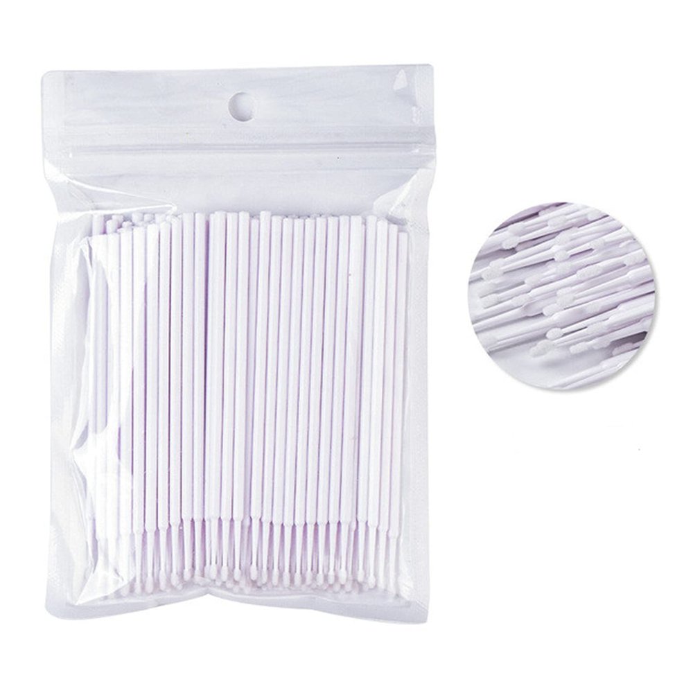 400 PCS Micro Applicator Brushes Disposable Eyelash Extension Microswab Mascara Wands Brush For Lash Remover Brush Tools White, (head diameter 1.5mm)