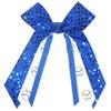 Softball, Baseball Soft Touch Sequin Hair Bow, Made in the USA, White Pony Band, many colors, (Century Blue) view 1