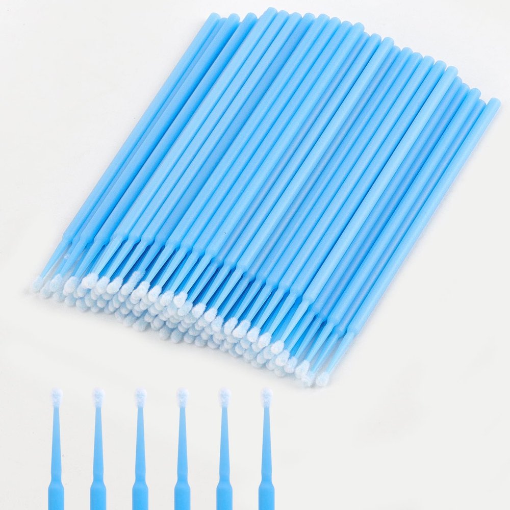 400 PCS Micro Applicator Brushes Disposable Eyelash Extension Microswab Mascara Wands Brush For Lash Remover Brush Tools Light Blue, Regular(2.5mm)