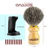 Anbbas Shaving Brush and Holder,Pure Badger Hair with Wood Handle,Black Resin Stand Holder,Contracted Design 2in1 Set for Men Wet Shave view 4