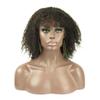 10" Brazilian kinky curl Human Hair Full Lace Wig Dark Brown With Curly Fringe view 1