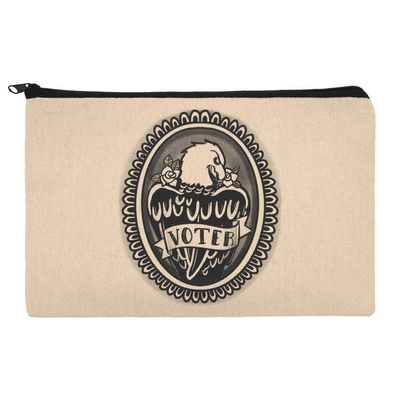 Voter Tattoo Style Eagle with Rose Makeup Cosmetic Bag Organizer Pouch