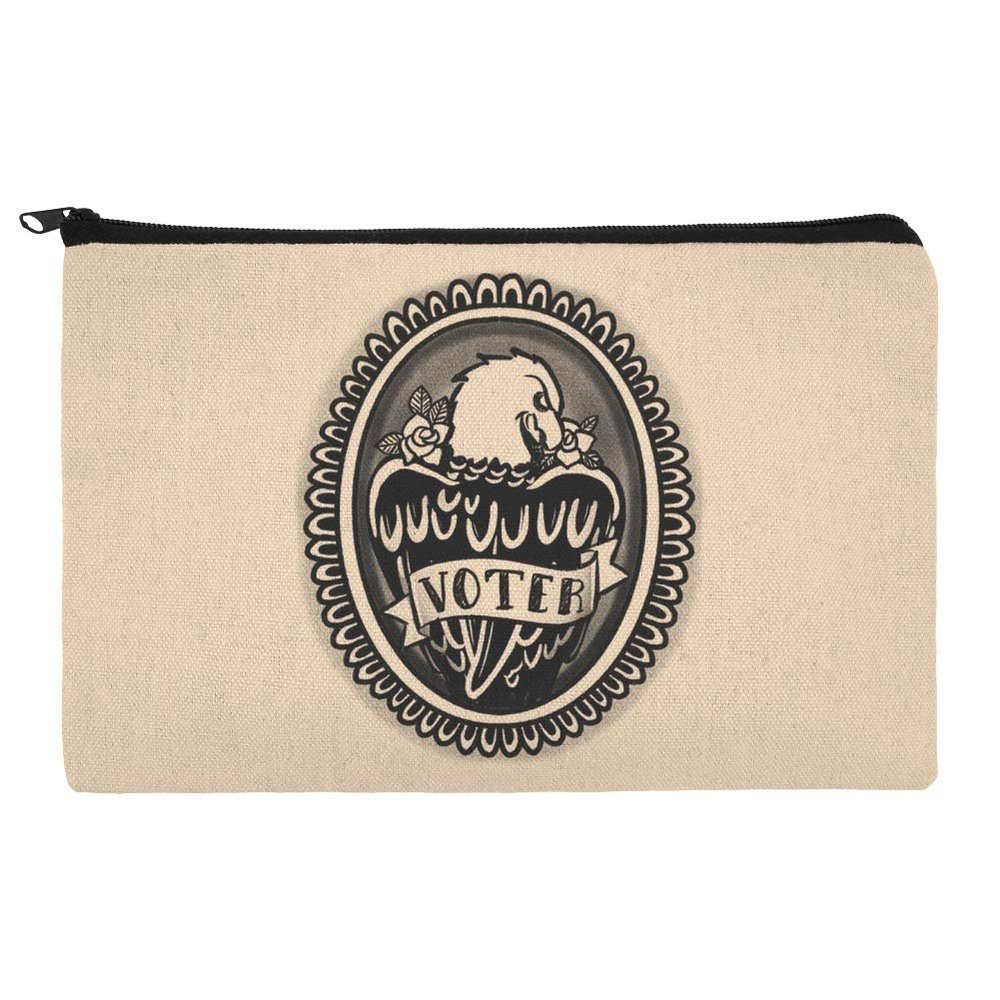 Voter Tattoo Style Eagle with Rose Makeup Cosmetic Bag Organizer Pouch