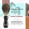 Anbbas Badger Shaving Brush and Stand,Black Wood Handle Brush with Contracted Design Resin Shaving Stand,2in1 Kit for Men Clsoe Shave view 3