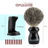 Anbbas Badger Shaving Brush and Stand,Black Wood Handle Brush with Contracted Design Resin Shaving Stand,2in1 Kit for Men Clsoe Shave view 4