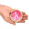 Andaz Press Gold Compact Mirror Bridesmaid's Wedding Gift, Blush Pink Watercolor, Monogram Letter A, 1-Pack, Bachelorette Bridal Shower Wedding Party Gifts view 3