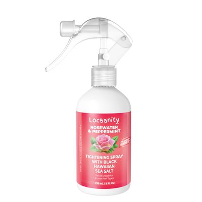 Locsanity Rosewater Peppermint Loc Spray - 8oz: Moisturizing & Tightening Hydration Spray w/ Black Hawaiian Sea Salt, Plant-Based | Loc Care for All Dreadlocks & Loose Hair Types