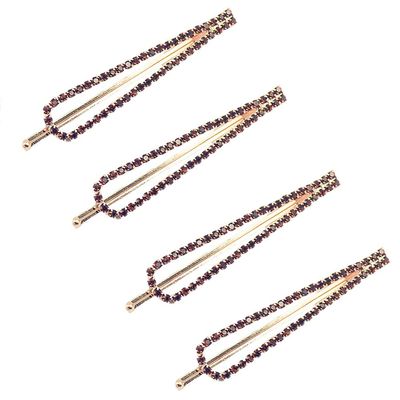BUUEERR 4 Pcs Shiny Rhinestone Barrettes Bobby Pins Drop Shape Hair Barrette Clip Crystal Hair Pin Bling Hair Clip Bling Hairpins Clips Styling Prom Hair Accessories for Women Girls (Brown)