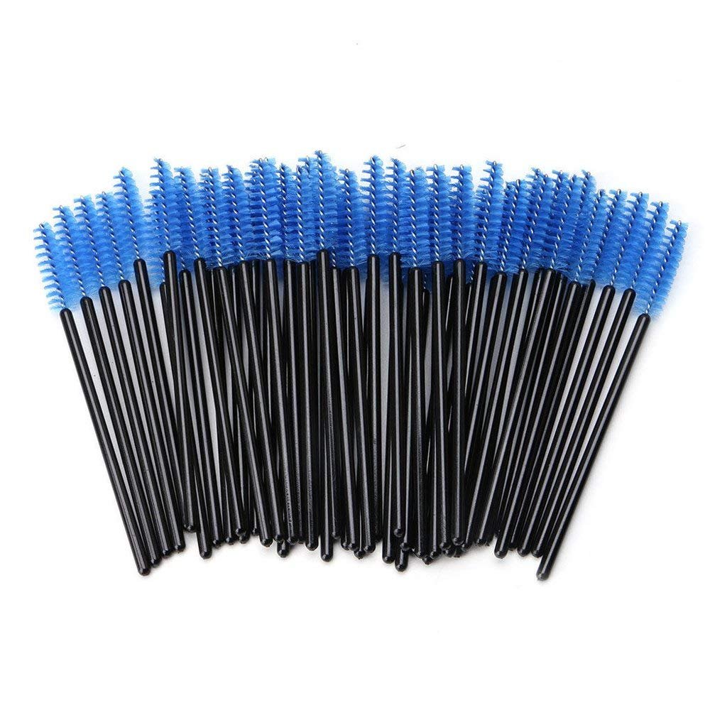 100pcs Disposable Eyelash Brushes Mascara Wand Applicator for Eyelash Extension Makeup Cosmetic Tool, Blue