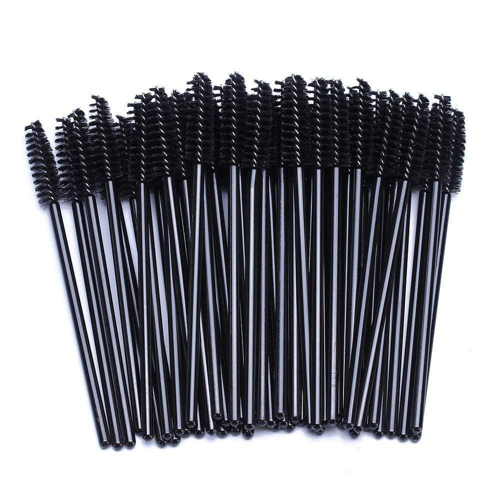 100pcs Disposable Eyelash Brushes Mascara Wand Applicator for Eyelash Extension Makeup Cosmetic Tool, Black