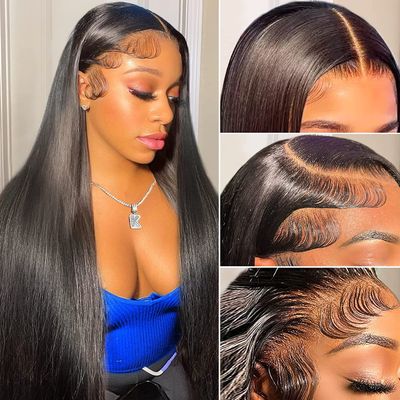 13x6 HD Lace Front Wigs Human Hair Straight Pre Plucked HD Transparent Lace Front Human Hair Wigs Brazilian Glueless Lace Frontal Wig 180% Density 18inch