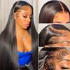 13x6 HD Lace Front Wigs Human Hair Straight Pre Plucked HD Transparent Lace Front Human Hair Wigs Brazilian Glueless Lace Frontal Wig 180% Density 18inch view 1