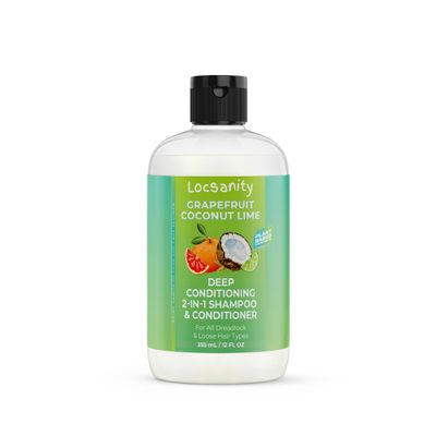 Locsanity - Grapefruit Coconut & Lime 2-in-1 Loc Shampoo & Conditioner - 16oz - Hydrating, Strengthens Hair for Dreads, Sisterlocks, Locks, & Dreadlocks | Optimal for Mature Locs