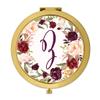 Andaz Press Gold Compact Mirror Bridesmaid's Wedding Gift, Marsala Burgundy Maroon Flowers on White, Monogram Letter Z, 1-Pack, Bachelorette Bridal Shower Wedding Party Gifts view 1